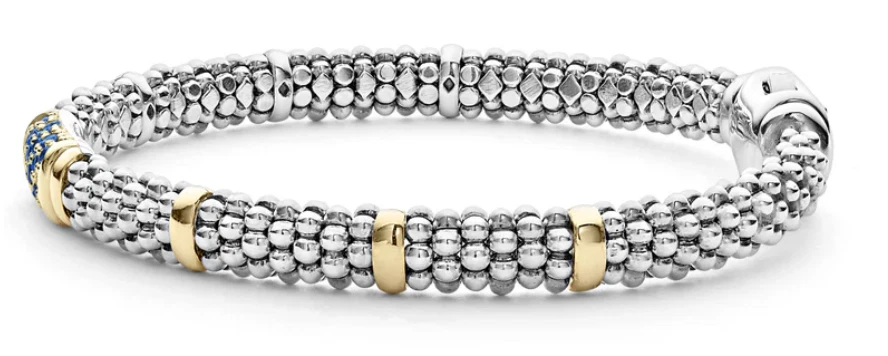 Pulsera LAGOS Caviar Zafiro Azul 6mm Plata Oro 18k Mediana NUEVA $2.300 Foto 4 de 4
