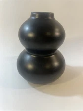 Small Black Glass Bud Vase 5” Bulbous Vintage Style Decorative Flower Holder Hom