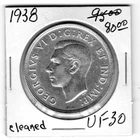 1938 Canada One Silver Dollar   VF Cleaned