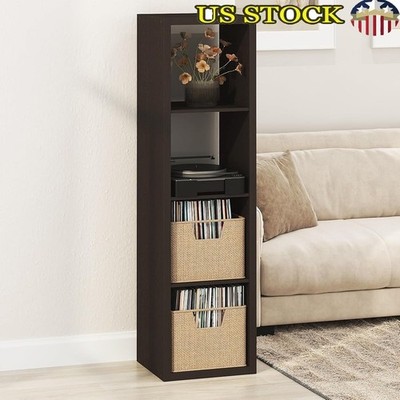 Vinyl Record Player Storage Stand 4 Cubes Modern Media Shelf Organizing Unit New