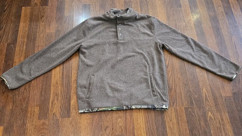 Giacca maglione Real Tree uomo XLarge marrone mimetico logo 1/4 snap tasche pile - Foto 2 di 17
