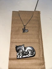 Pewter Torino CAT Trinket, Necklace, Pin, Pierced Earrings  Cat Kittens