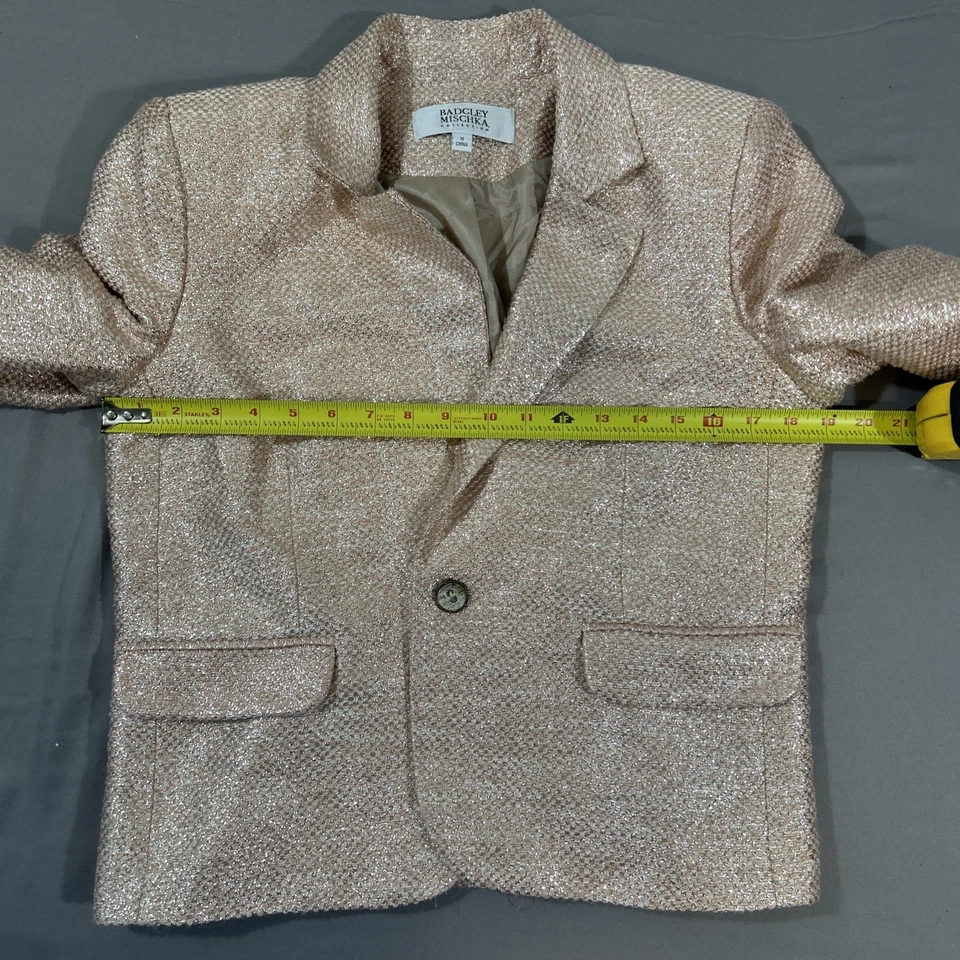 Blazer Badgley Mischka Champagne Rosa Plata Metálico Mujer Talla 10 Forrado Foto 4 de 4