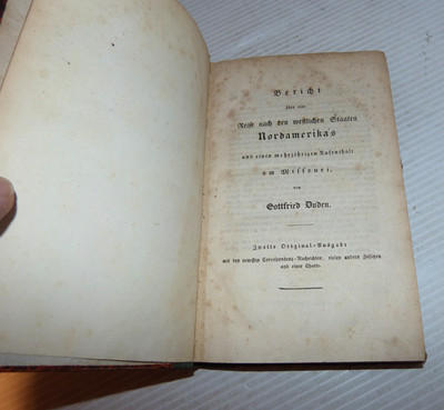 1834 Gottfried Duden Report Jouney To Western States & Missouri In German W Map