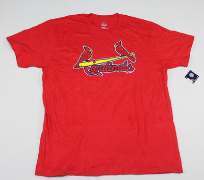 St Louis Cardinals Men Red Shirt Cardinal Logo Majestic Size XL