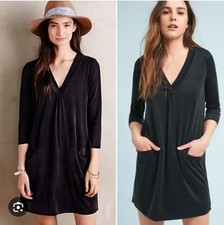 Anthropologie Dolan Dress Size Medium Tegan Black Tunic Soft Cupro Minimal 3/4