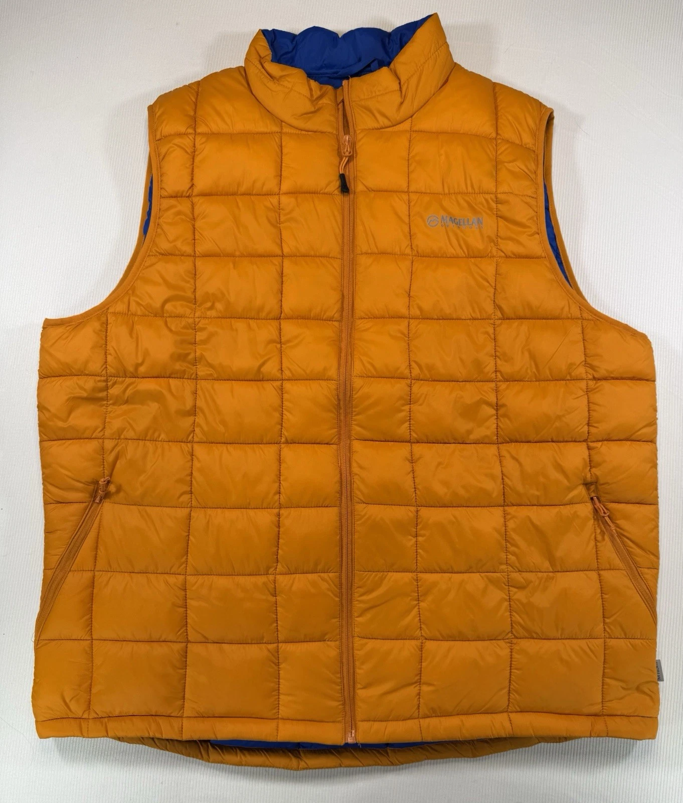 Magellan Outdoors Insulated Puffer Vest Orange Blue Men’s 2XL Classic Fit