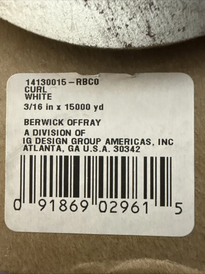 Curl White Ribbon 3/16 x 15000yd - Per Spool - For Crafts - Image 3 of 4