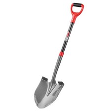 HANTOP Digging Shovel Round Garden Spade with Fiberglass Black and Red