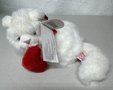 Russ Berrie NIKKI Small White Plush Kitty Cat Red Velvet Heart 9 Inch R