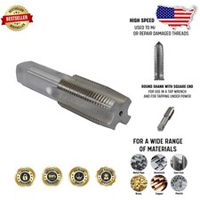 Durable 1-3/8"-12 UNF High Speed Steel Taper Tap, Uncoated, for Power Use