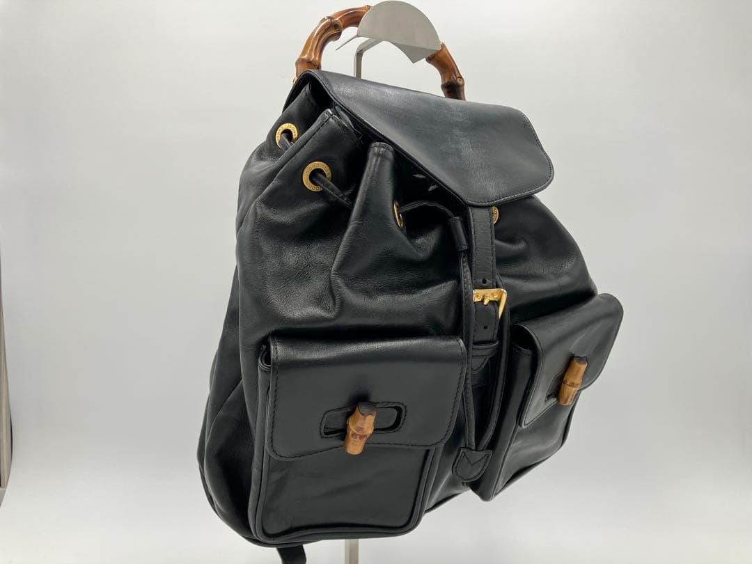 GUCCI Bamboo Drawstring Mini Backpack Rucksack Le… - image 21