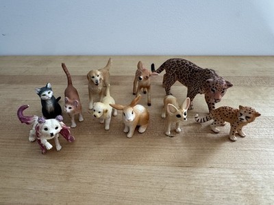 Schleich Konvolut 10 Tierfiguren Hunde Katzen Reh Hase Wildtiere gebraucht