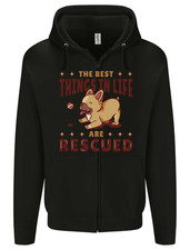 Best Things in Life Are Rescued Funny Rescue Dog Mens Zip Up Hoodie