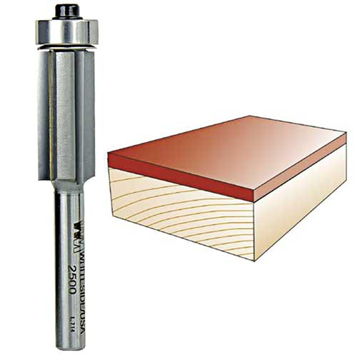 Whiteside Three Flute Flush Trim Bit, 1/4 in. SH x 1/2 in. CD x 1 in. CL 2500