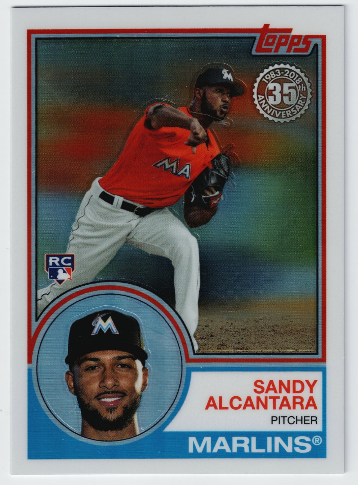 2018 Topps Silver Pack Sandy Alcantara Rookie RC 1983 35th Refractor #53