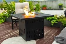 34" Steel Gas Fire Pit Table: Outdoor Patio