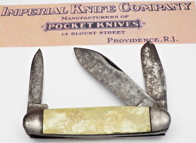 Antique Imperial Knife Co Large Cattle Knife - Carbon Steel Blades - Solid Used