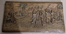 Oktoberfest! Vintage German 3d Relief Wood style resin (?) Folk Art Wall Hanging