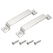 2 Pcs Barn Door Handle, 6.5 Inch Gate Handle, Pull Handle with Screws, Silver