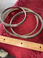 Vintage Metal Embroidery Hoops Lot Of 3 Round Cork Tension Adjustable