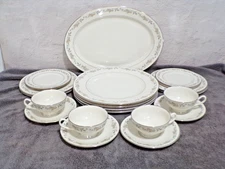 Syracuse China USA "Melodie" Service for 4 w/Platter 21 Pieces