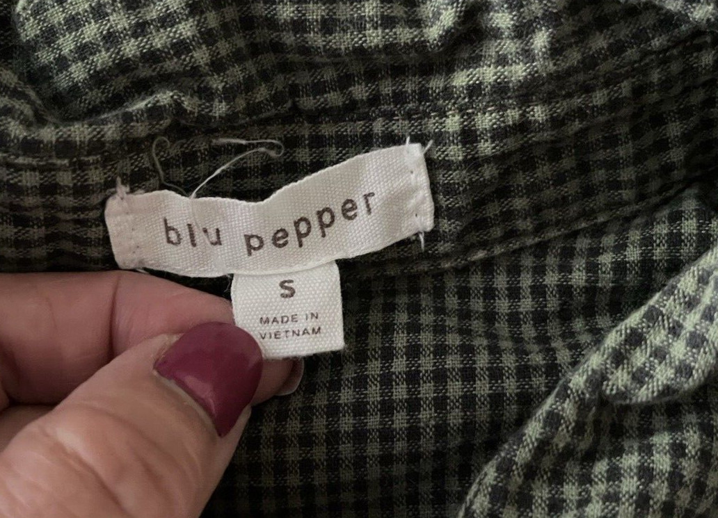 BLU PEPPER Multicolor Patchwork Plaid Collared Po… - image 8