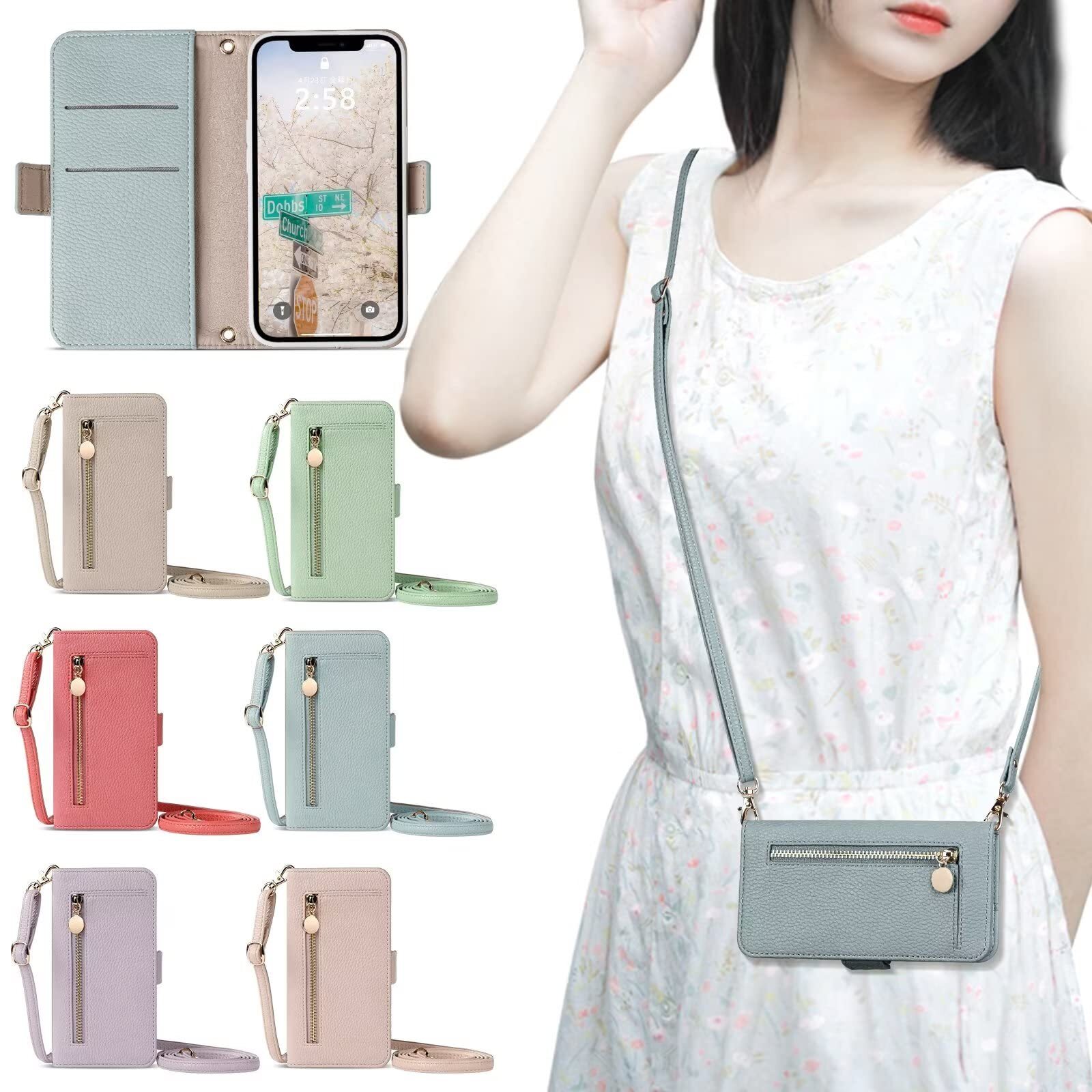 for iphone 15PRO notebook type case shoulder smartphone case for iphone 15  242