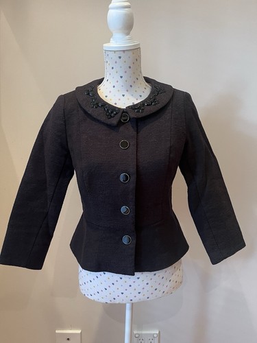 REVIEW Womens Blazer Jacket Size 10 AU Black Collared Dressy Office Cocktail