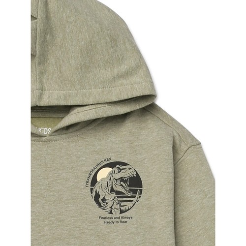 365 Kids from Garanimals Boys Dino Hoodie with Long Sleeves, Mint Size 5 - Picture 2 of 3