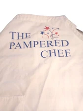 Pampered Chef Adult Apron Lot Of 2 ~Tan And White~ Representative Buy Out