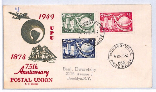 MONACO 1950 FDC *UPU* ANNIVERSARY Illustrated First Day Cover {samwells}YQ187 - Picture 2 of 11