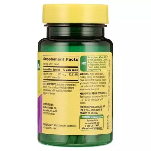 Spring Valley Vitamin B12 Tablets, 500 mcg, 100 Count - Picture 4 of 5