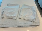 Simply Shabby Chic Queen Flat &2 Pillowcases Phantom  Blue Linen Crochet