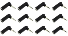12 pcs Male-to-Female 3.5mm Stereo Right-Angle Adapter for Speakers, Earbuds 12x