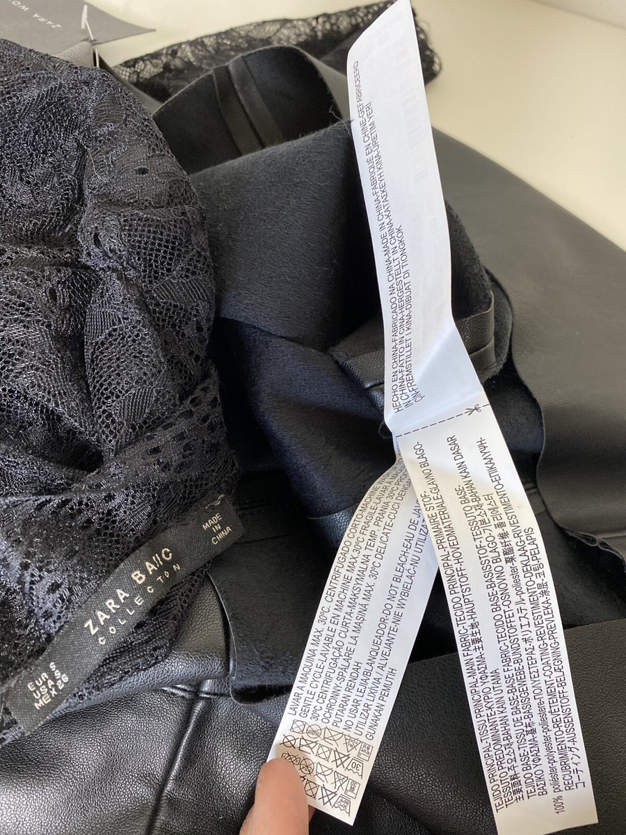 Zara faux leather dress With Lace | eBay
