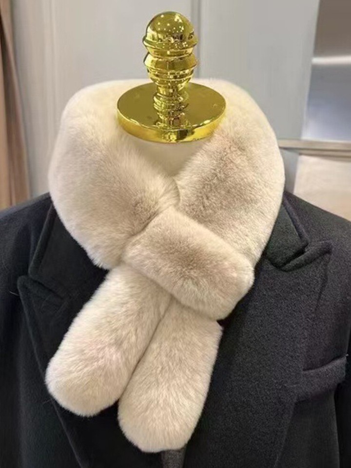 Winter Faux Rabbit Fur Cross Scarf Knitted Neck Warm Collar Scarves ...