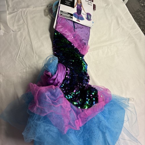 Dazzling Mermaid Halloween Dress Up Costume Girls Small 6/6X Dress w Sequins NEW - Picture 2 of 8