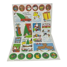 VINTAGE 1983 TROLL ASSOCIATES CHRISTMAS STICKERS BIG FOLDED SHEET 17" x 11 SANTA