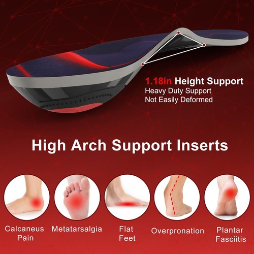 240+Ibs Plantar Fasciitis InsolesHigh Arch Support Inserts for Men WomenHeavy... - Bild 2 von 8