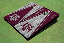 Texas A M Alternating Wood Look Triangle Cornhole Boards
