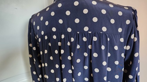 NWOT L.K.BENNETT EVIA Navy Blue Polka Dot Silk Midi Dress Pocket Size US 12 - Picture 8 of 14