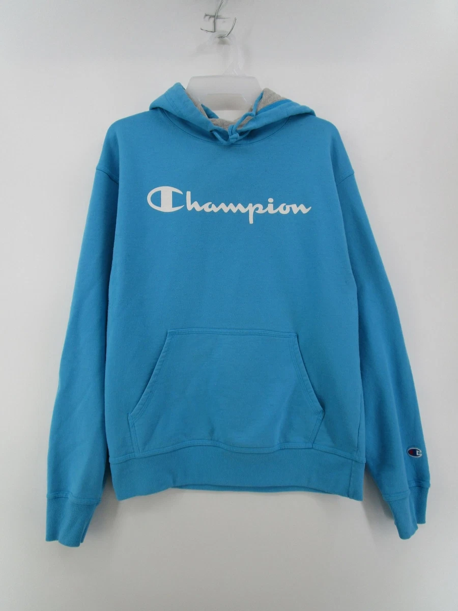 Champion Mens M Pullover Long Sleeve Hoodie Athletic Sweatshirt Blue