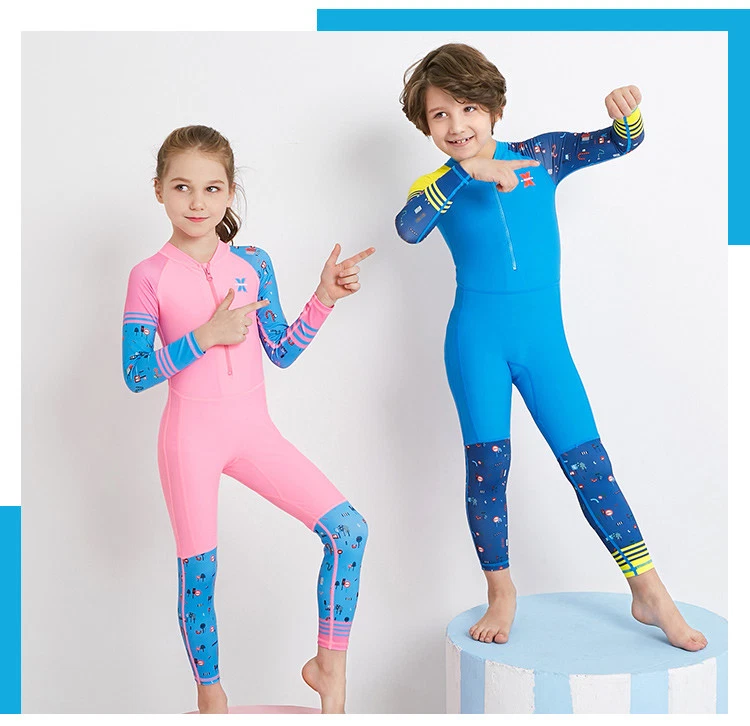 One Piece Swimsuit Full Long Sleeve Swimwear Diving Bathing Suit Kids Girls  Boys