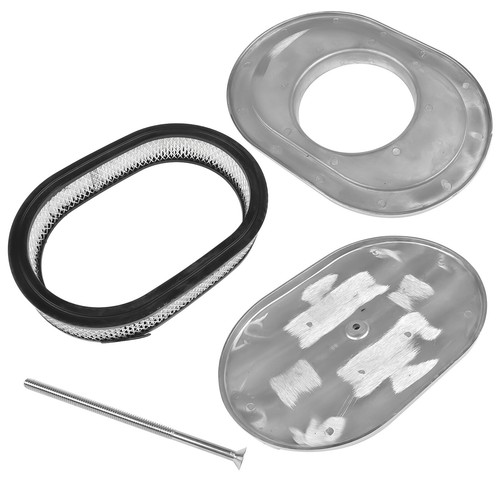 12" Oval Polished Aluminum Half Finned Air Cleaner Assembly for Chevy Ford Mopar - 第 6/10 張圖片