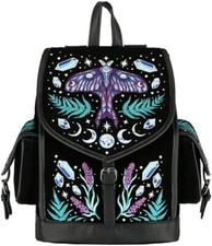 Restyle Enchanted Forest Backpack Goth Crystal Star Moth Moon Embroidered Fairy