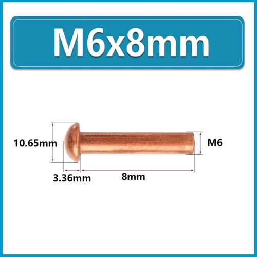 Copper Rivets M1.5 M2 M2.5 M3 M4 M5 M6 M8 Metric Round Pan Head Solid Rivets - Picture 71 of 92