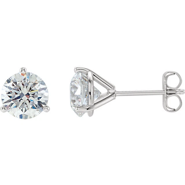 2.00 Ct Martini Round Cut Diamond Stud Earrings 3 prongs earrings
