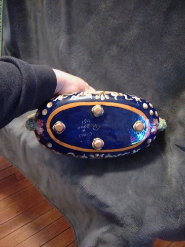Egisto Fantechi Majolica Centerpiece Hand Painted Bowl Renaissance Revival Italy - Picture 10 of 13