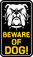 Beware Of Dog Rectangle Car Bumper Sticker Decal